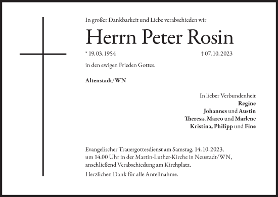 Anzeige von Peter Rosin von MGO