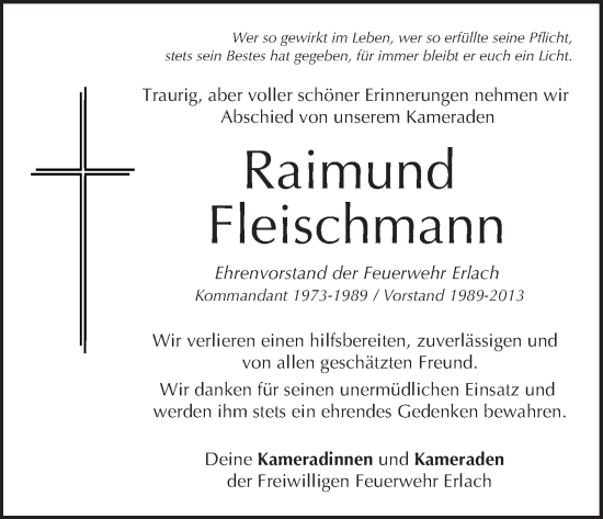 Anzeige von Raimund Fleischmann von MGO