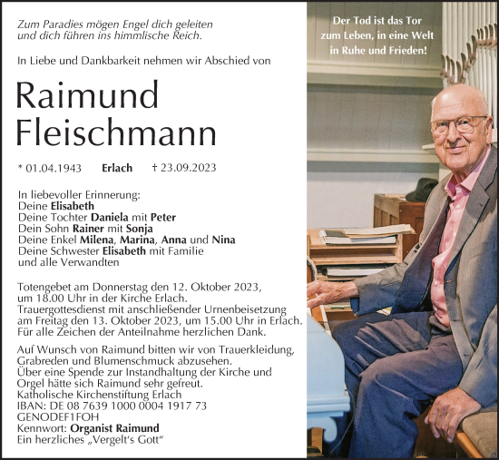 Anzeige von Raimund Fleischmann von MGO