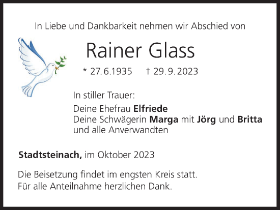 Anzeige von Rainer Glass von MGO