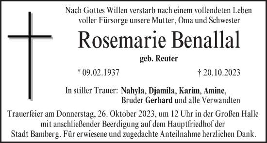 Anzeige von Rosemarie Benallal von MGO
