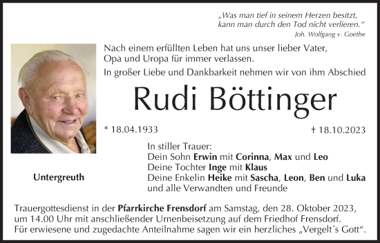 Anzeige von Rudi Böttinger von MGO