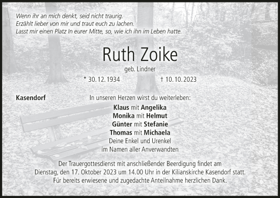 Anzeige von Ruth Zoike von MGO
