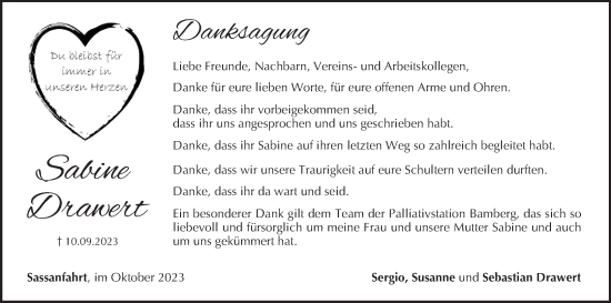 Anzeige von Sabine Drawert von MGO
