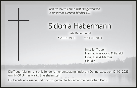 Anzeige von Sidonia Habermann von MGO