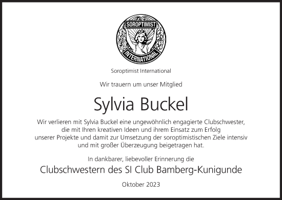 Anzeige von Sylvia Buckel von MGO