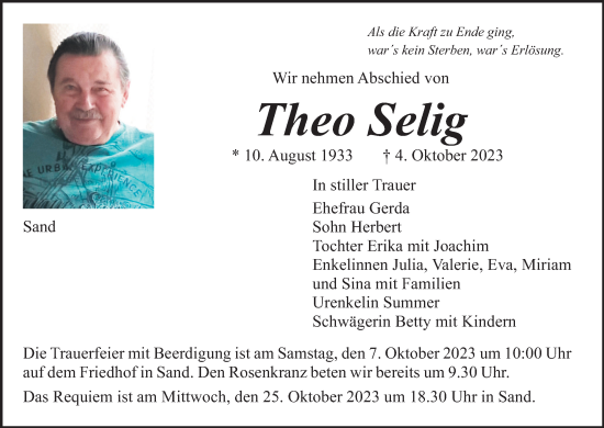 Anzeige von Theo Selig von MGO