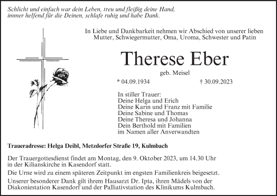 Anzeige von Therese Eber von MGO