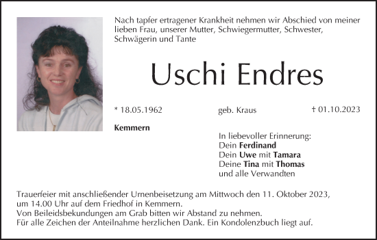 Anzeige von Uschi Endres von MGO