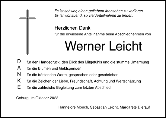 Anzeige von Werner Leicht von MGO