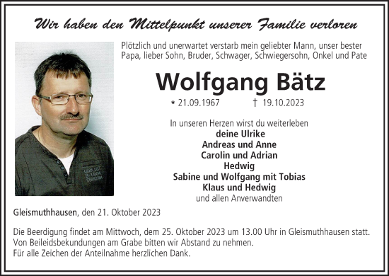 Anzeige von Wolfgang Bätz von MGO
