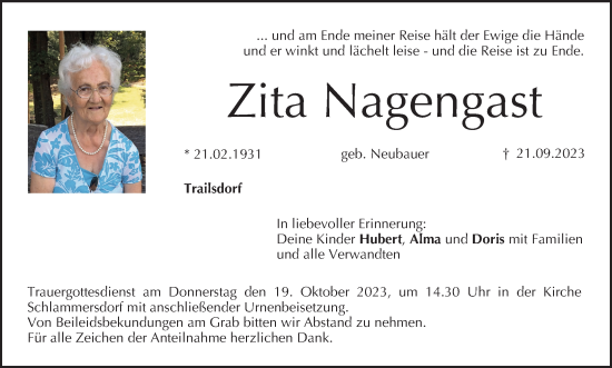 Anzeige von Zita Nagengast von MGO