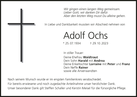 Anzeige von Adolf Ochs von MGO