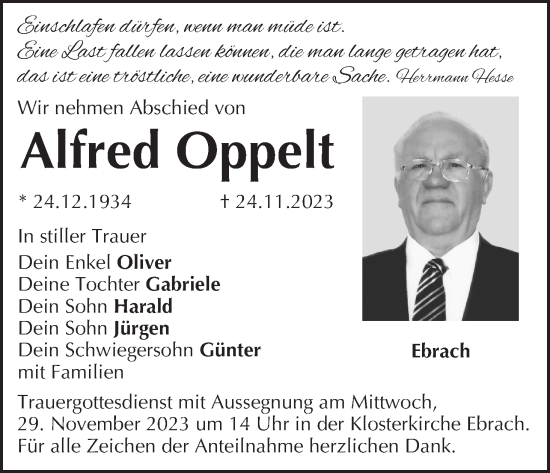 Anzeige von Alfred Oppelt von MGO