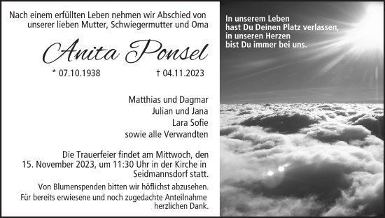 Anzeige von Anita Ponsel von MGO