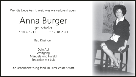 Anzeige von Anna Burger von MGO
