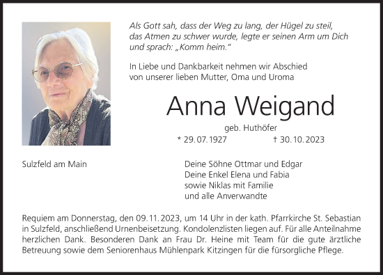 Anzeige von Anna Weigand von MGO