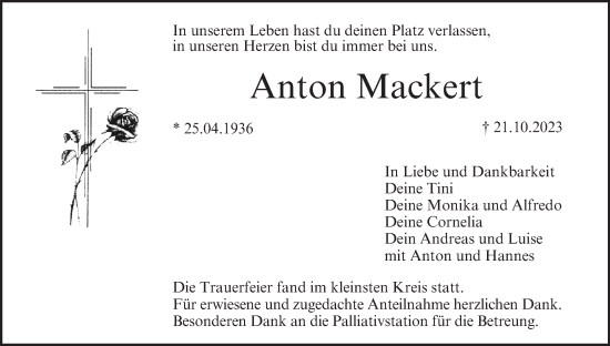 Anzeige von Anton Mackert von MGO