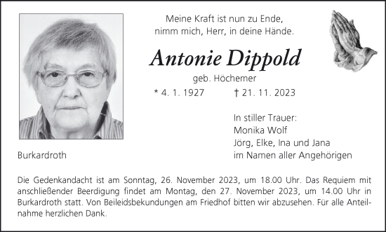Anzeige von Antonie Dippold von MGO