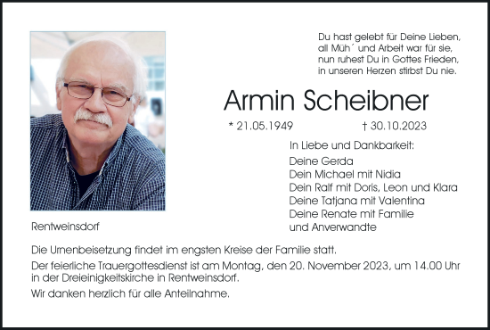 Anzeige von Armin Scheibner von MGO