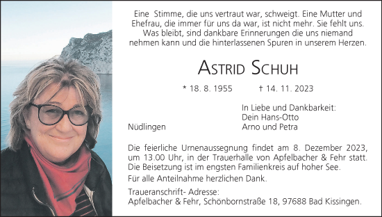 Anzeige von Astrid Schuh von MGO