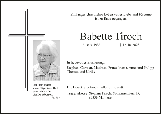 Anzeige von Babette Tiroch von MGO