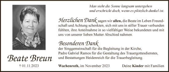 Anzeige von Beate Breun von MGO