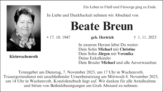 Anzeige von Beate Breun von MGO