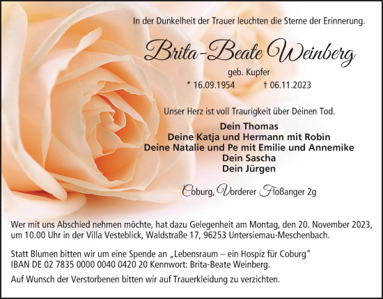 Anzeige von Brita-Beate Weinberg von MGO