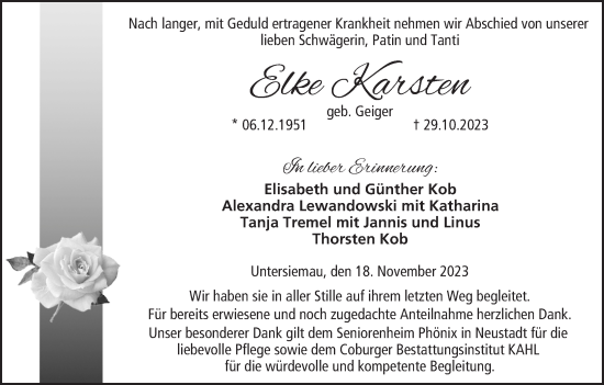 Anzeige von Elke Karsten von MGO
