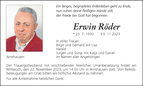 Anzeige von Erwin Röder von MGO