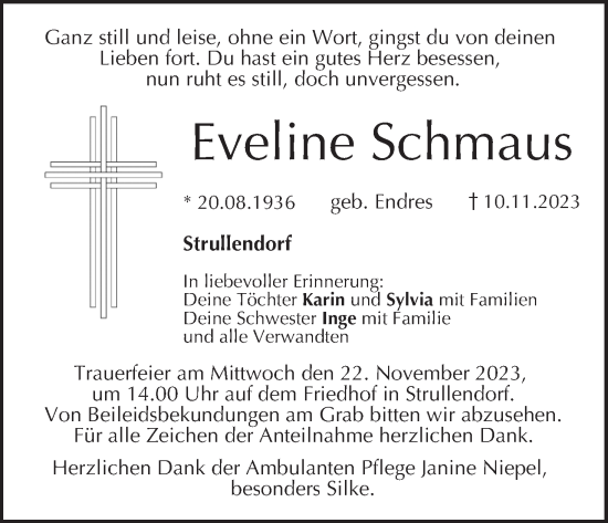 Anzeige von Eveline Schmaus von MGO