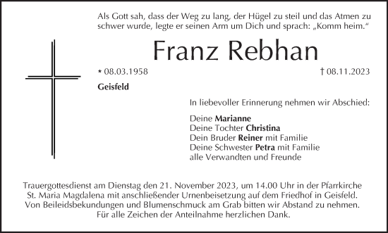 Anzeige von Franz Rebhan von MGO