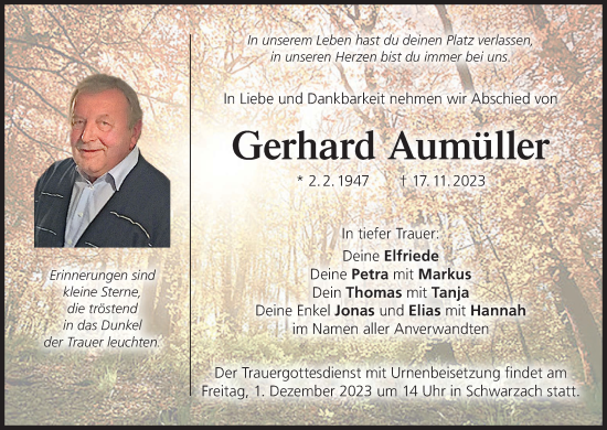Anzeige von Gerhard Aumüller von MGO