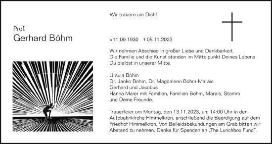 Anzeige von Gerhard Böhm von MGO