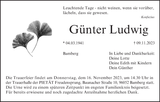 Anzeige von Günter Ludwig von MGO