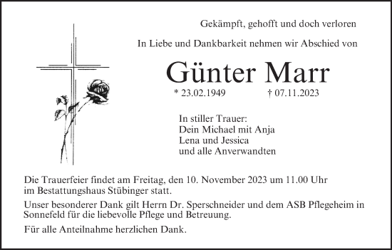 Anzeige von Günter Marr von MGO
