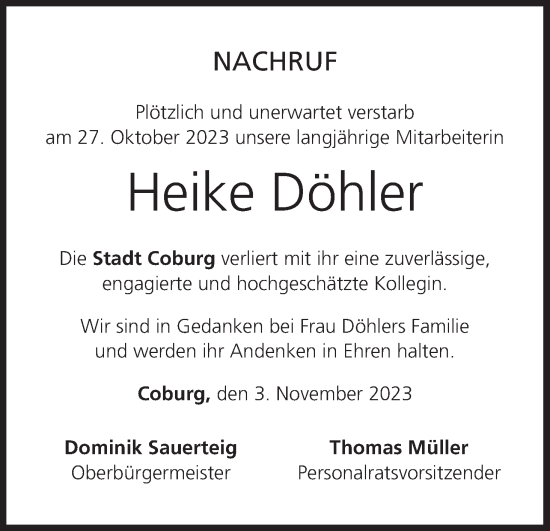Anzeige von Heike Döhler von MGO