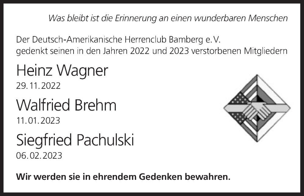  Traueranzeige für Heinz Wagner vom 25.11.2023 aus MGO