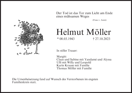 Anzeige von Helmut Möller von MGO