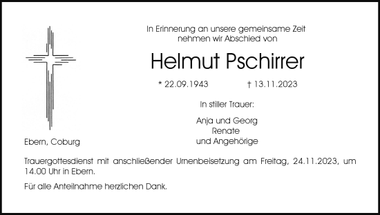 Anzeige von Helmut Pschirrer von MGO