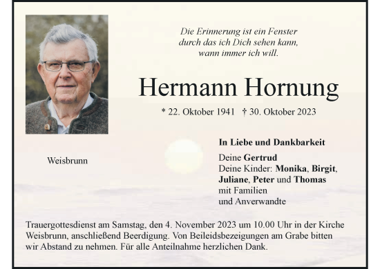 Anzeige von Hermann Hornung von MGO