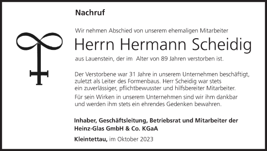 Anzeige von Hermann Scheidig von MGO