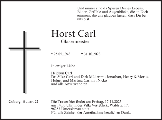 Anzeige von Horst Carl von MGO