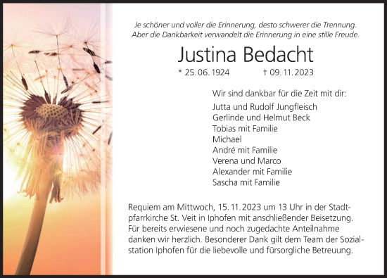 Anzeige von Justina Bedacht von MGO
