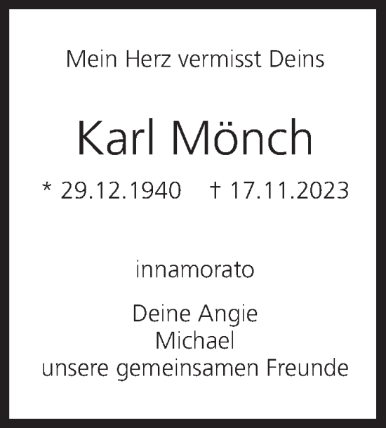Anzeige von Karl Mönch von MGO