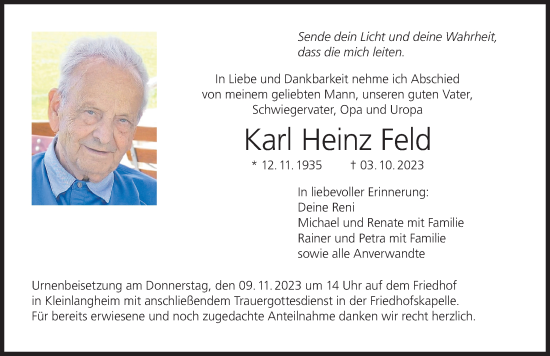 Anzeige von Karl Heinz Feld von MGO