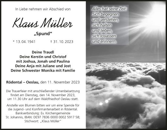 Anzeige von Klaus Müller von MGO