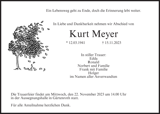 Anzeige von Kurt Meyer von MGO