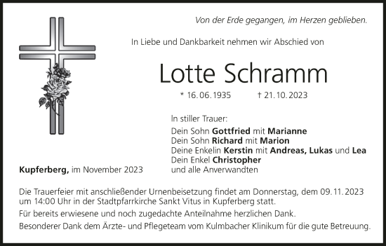 Anzeige von Lotte Schramm von MGO